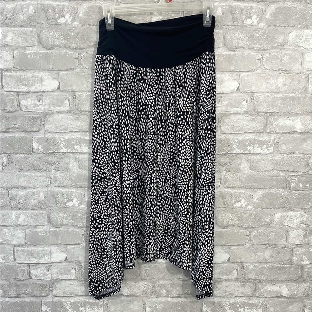 Apt. 9 Black and White Asymmetrical Midi Skirt